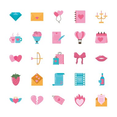 Aşk ve sevgililer günü ikonu vektör dizaynı