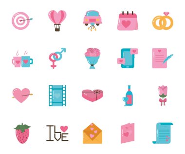 Aşk ve sevgililer günü ikonu vektör dizaynı