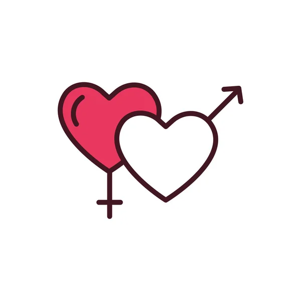 Ізольовані жіночі та чоловічі серця Векторний дизайн — стоковий вектор