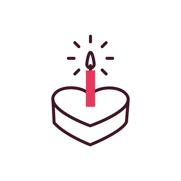 Isolated heart cake with candle vector design — 스톡 벡터