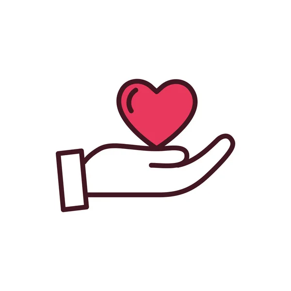 Isolated heart over hand vector design — 스톡 벡터