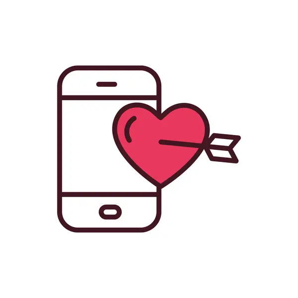 Isolated heart and smartphone vector design — Stock Vector