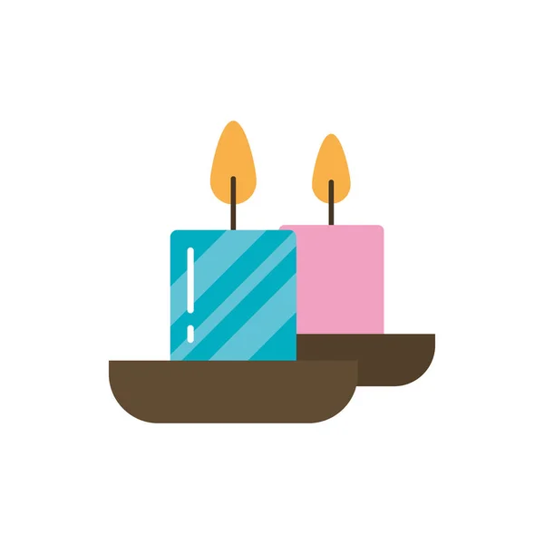 Isolated candles over plates vector design — 스톡 벡터