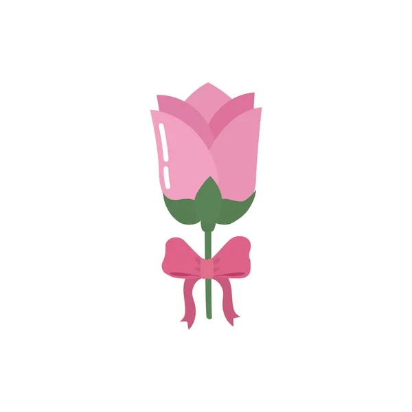 Isolated rose flower with bowtie vector design — Stock Vector