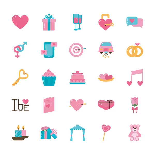 Love and valentines day icon set vector design