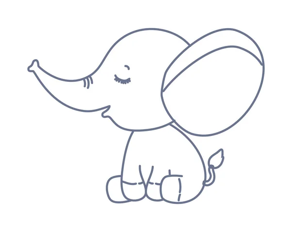 Isolato carino elefante disegno vettoriale del fumetto — Vettoriale Stock