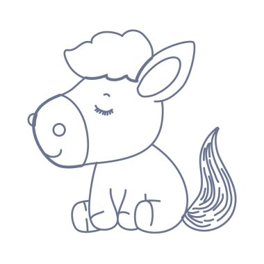 İzole edilmiş şirin at çizgi film vektör tasarımı