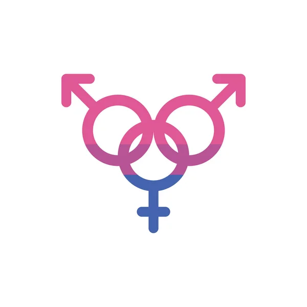 Izolovaný vektor bisexuálních genderových symbolů — Stockový vektor