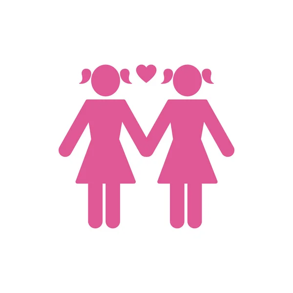 Isolated lesbians couple and heart vector design — Stock Vector