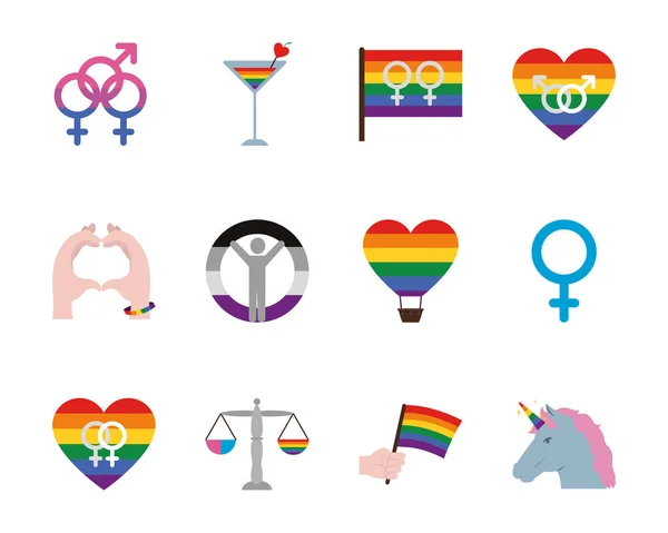 Icono aislado lgtbi conjunto de vectores de diseño — Archivo Imágenes Vectoriales