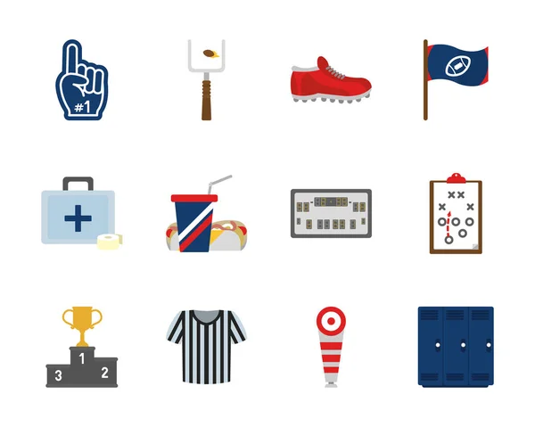 Futebol Americano Conjunto de ícones design vetorial —  Vetores de Stock