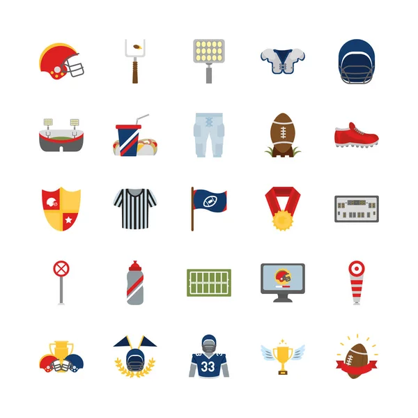 American Football Icon Set diseño vectorial — Archivo Imágenes Vectoriales