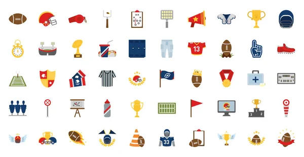 American Football Icon Set diseño vectorial — Vector de stock