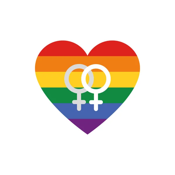 Lesbian symbol inside lgtbi heart vector design — Stock Vector