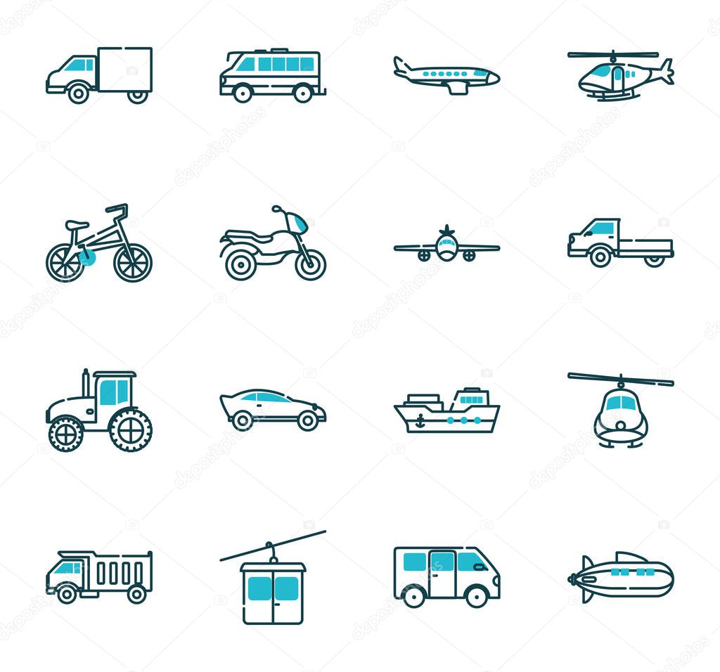 Isolated vehicles icon set vector design