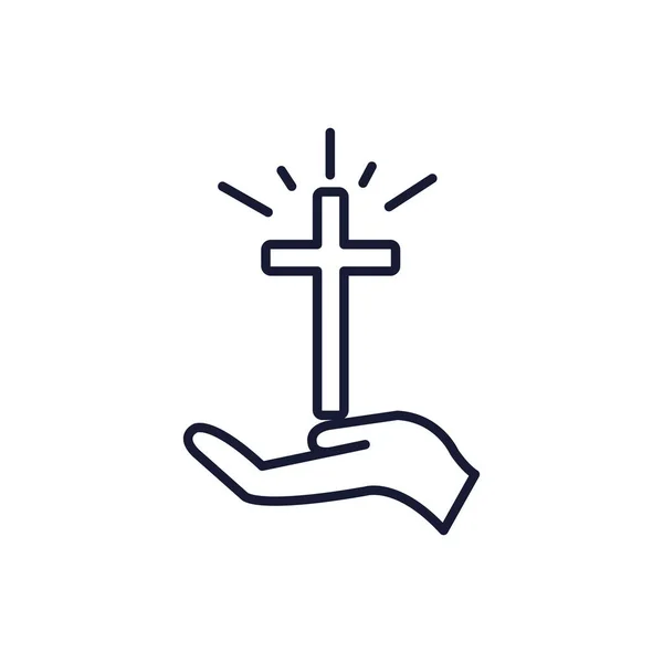 Χριστιανός και σταυρό πάνω από το χέρι διανυσματικός σχεδιασμός — Διανυσματικό Αρχείο