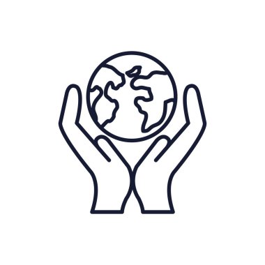 İzole dünya küresi el vektör tasarımı üzerinde