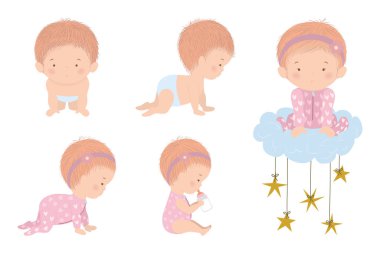 Bir dizi şirin bebek vektör tasarımı