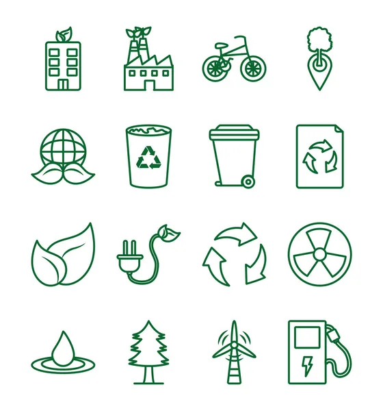 Diseño de vectores de iconos de ecología aislada y reciclaje — Vector de stock