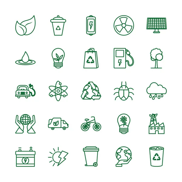 Diseño de vectores de iconos de ecología aislada y reciclaje — Vector de stock