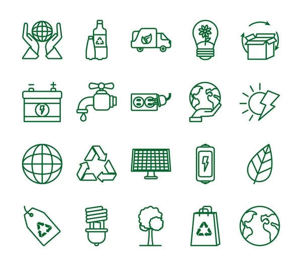 Diseño de vectores de iconos de ecología aislada y reciclaje — Archivo Imágenes Vectoriales