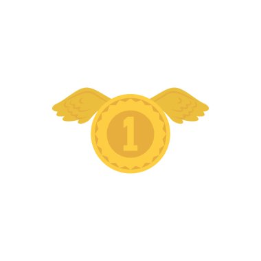 Kanat vektör tasarımlı izole edilmiş altın sikke