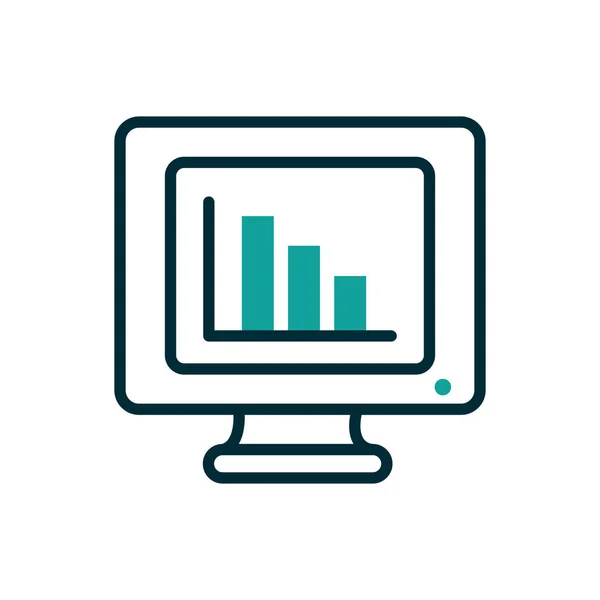 Computadora digital aislada con diseño vectorial de flujo de trabajo — Archivo Imágenes Vectoriales