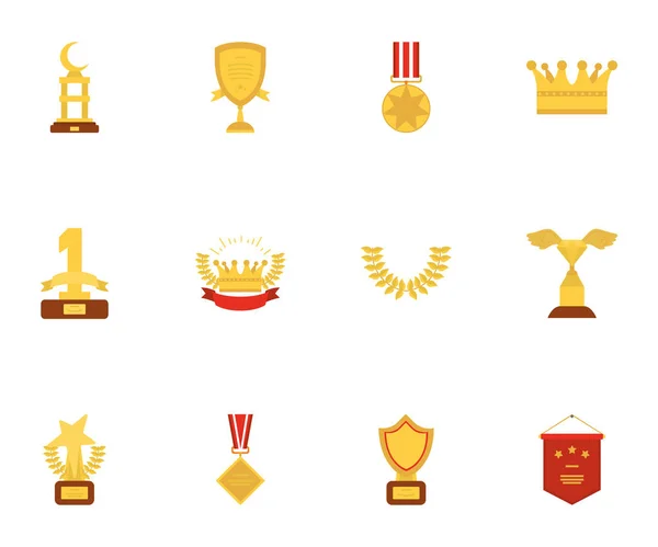 Ganador de oro aislado y diseño de vector conjunto de iconos de primera posición — Archivo Imágenes Vectoriales