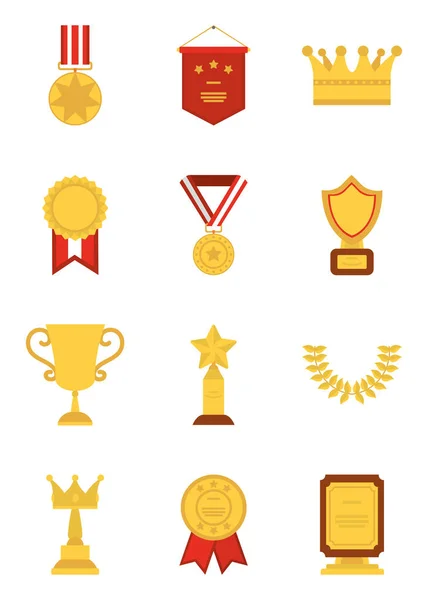 Isolated gold winner and first position icon set vector design — 스톡 벡터