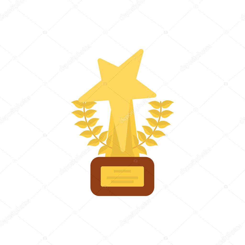 Gold trophy with leaves wreath vector design