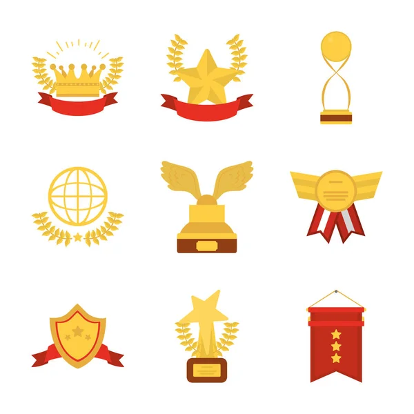 Isolierter Goldgewinner und erste Position Icon Set Vektor Design — Stockvektor