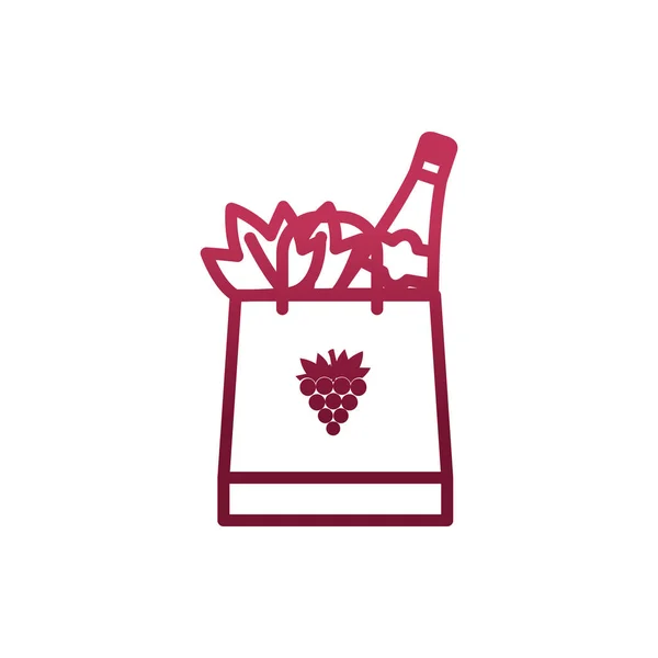 Bouteille de vin isolée à l'intérieur du sac à provisions design vectoriel — Image vectorielle
