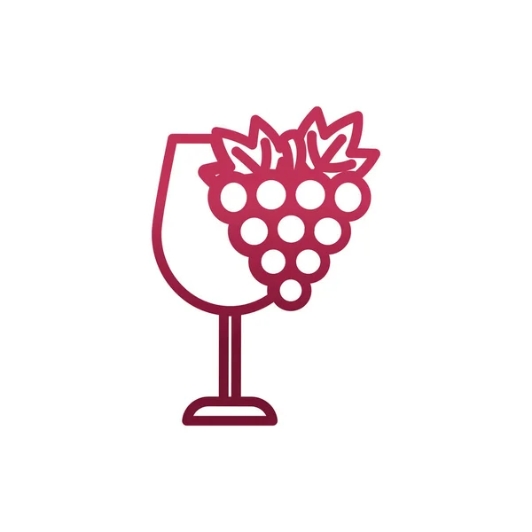 Copa de vino aislado con diseño de vectores de uvas — Archivo Imágenes Vectoriales