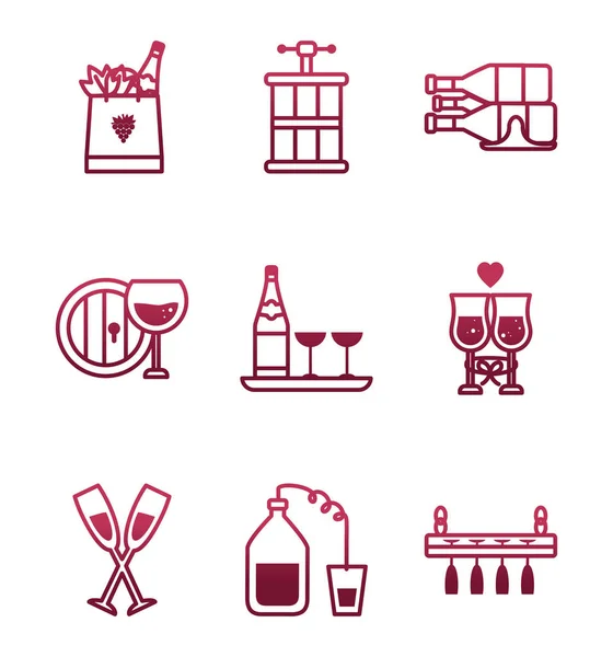 Geïsoleerde wijn pictogram set vector ontwerp — Stockvector