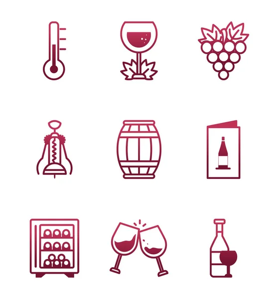 Ícone de vinho isolado conjunto vetor design — Vetor de Stock