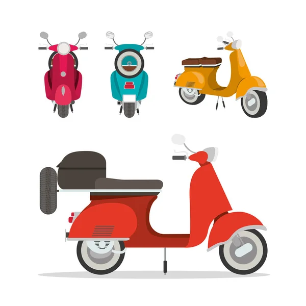 Scooter motos ensemble vectoriel design — Image vectorielle