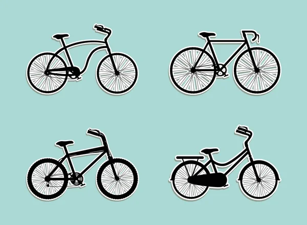 蓝色背景矢量设计上的黑色自行车 — 图库矢量图片