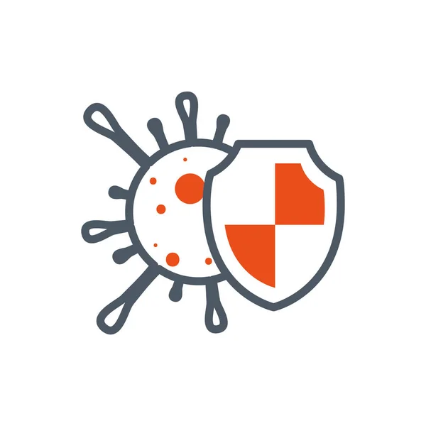Vírus laranja preto isolado e design de vetor de escudo — Vetor de Stock