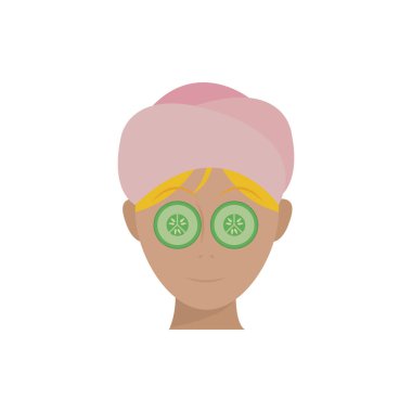 Woman face with cucumber slides vector design
