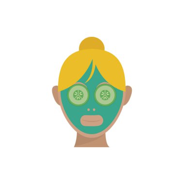 Woman face with cucumber slides vector design