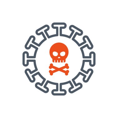 Isolated orange skull inside virus vector design