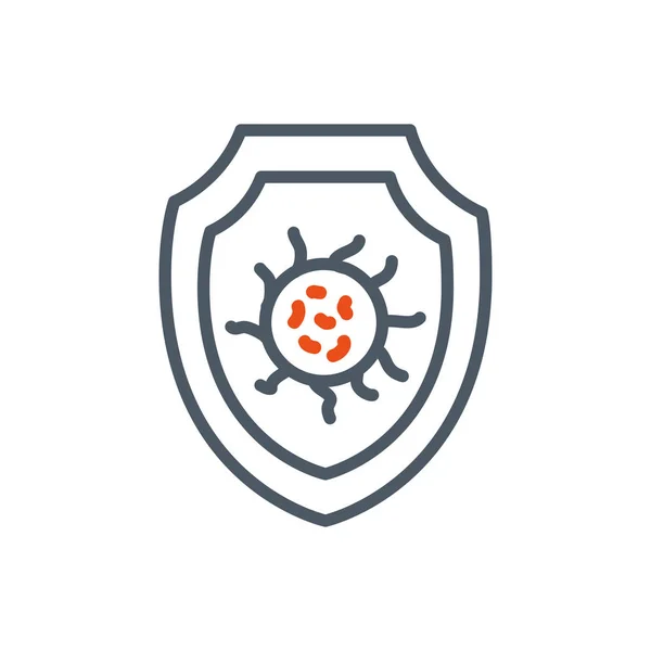 Aislado virus negro y naranja dentro del diseño del vector escudo — Vector de stock