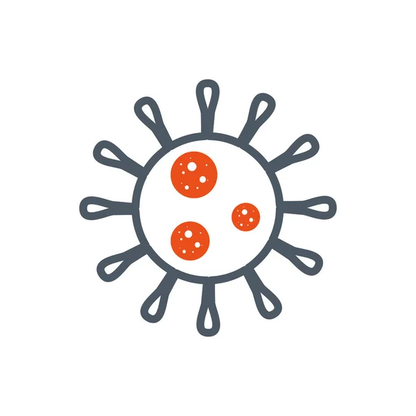 Diseño aislado de vectores de virus de círculo negro y naranja — Vector de stock