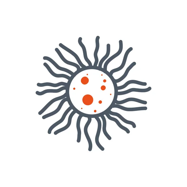 Design vettoriale isolato del virus del cerchio nero e arancione — Vettoriale Stock