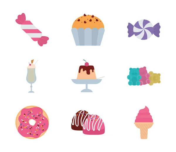 Isolated sweet food icon set vector design — ストックベクタ