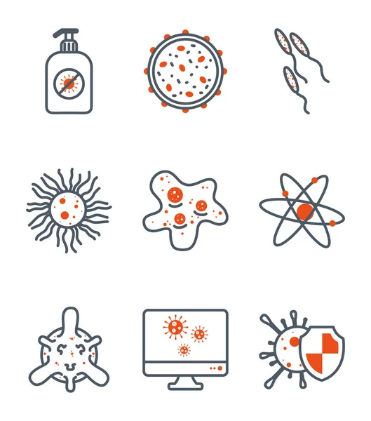 Isolated black and orange virus icon set vector design — Stock vektor