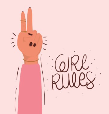 Hand and girl rules of women empowerment vector design
