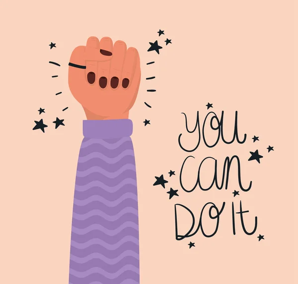 Hand fist and you can do it of women empowerment vector design — Stockvector