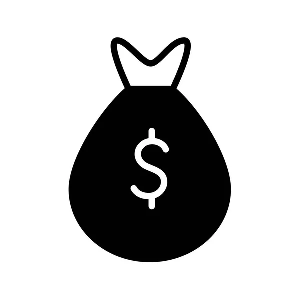 Bolsa de dinero aislado silueta estilo icono vector diseño — Vector de stock