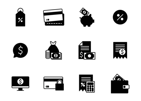 Isolated money silhouette style icon set vector design — Stock Vector
